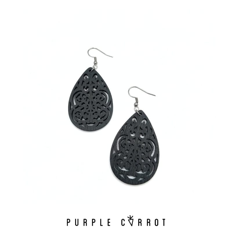 BLACK FRIDAY Detailed Wooden Earring