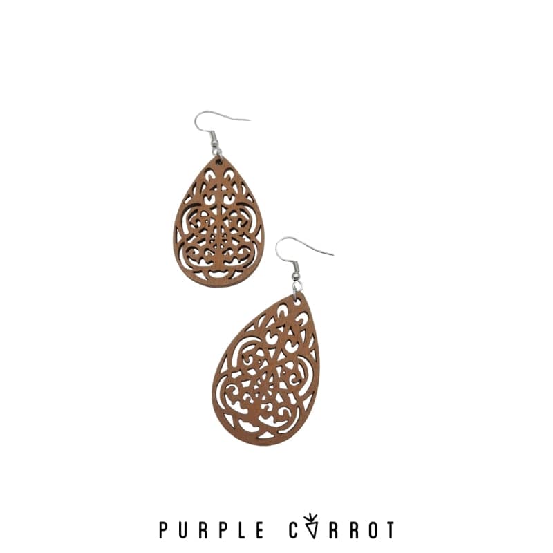 Detailed Wooden Earring