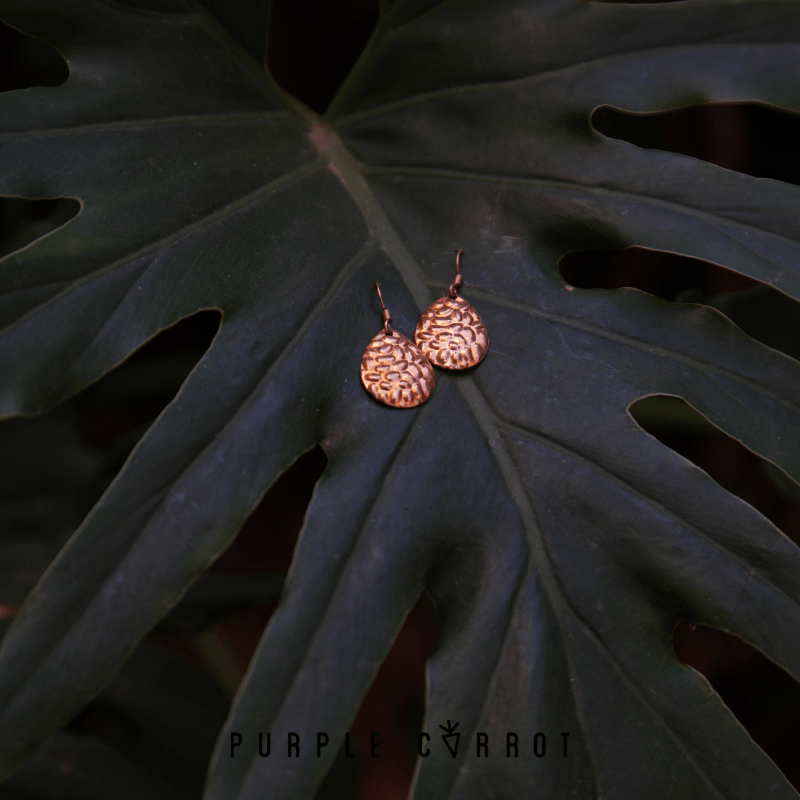 Hammered Oval Earrings Rosegold