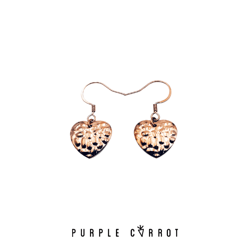 BLACK FRIDAY Hammered Heart Earrings Rosegold