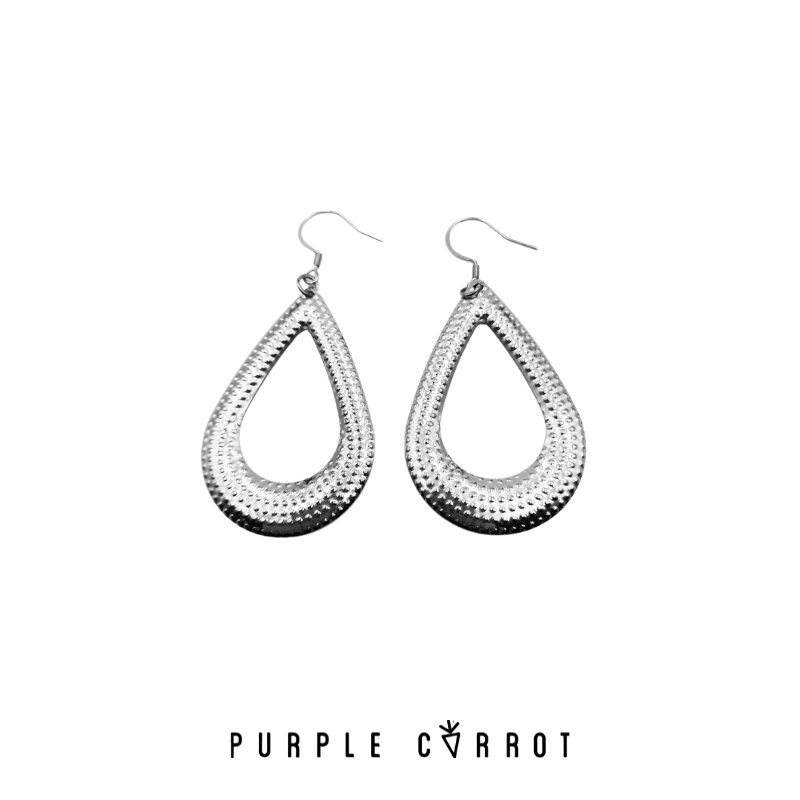 Hammered Teardrop Earrings Silver