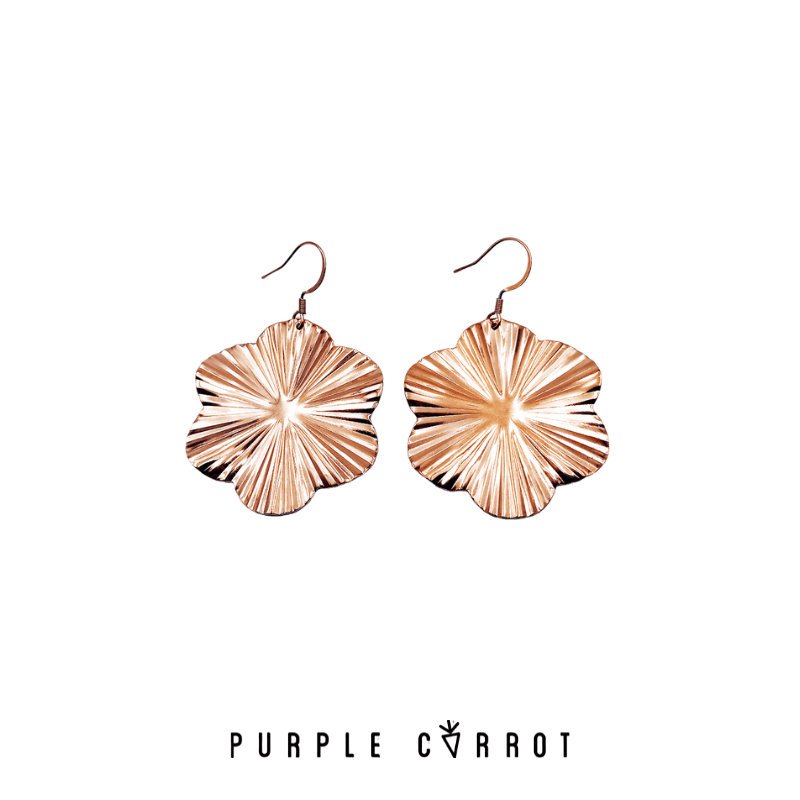 Striped Flower Earrings Silver