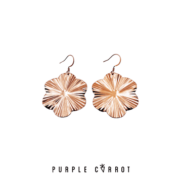 BLACK FRIDAY Striped Flower Earrings Rosegold