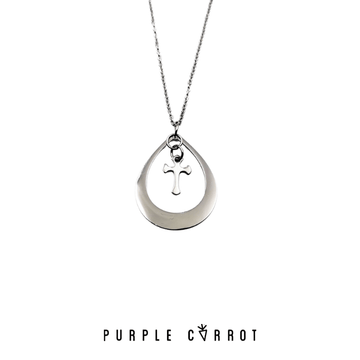 Teardrop Cross Pendant - Free engraving