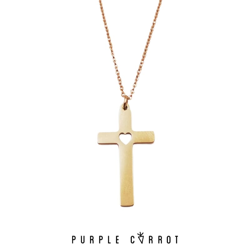 Cross Heart Cutout Necklace