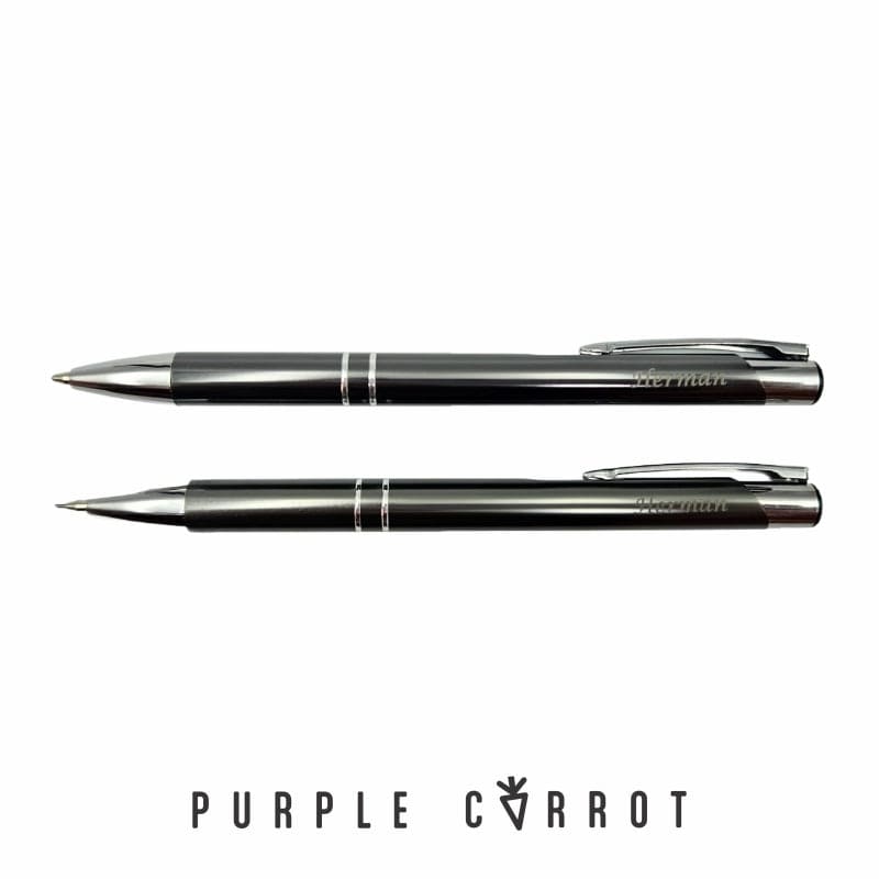 Personalised Metallic Pen & Pencil Set - Purple Carrot