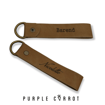 Tan Real Leather Strap Keychain